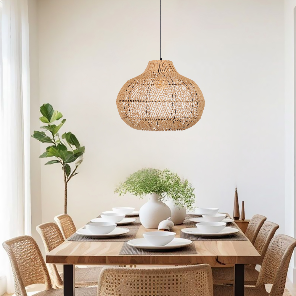 Scandinavian restaurant rattan chandelier hand-woven antique Japanese coastal pendant light