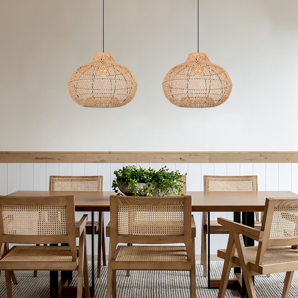 Scandinavian restaurant rattan chandelier hand-woven antique Japanese coastal pendant light