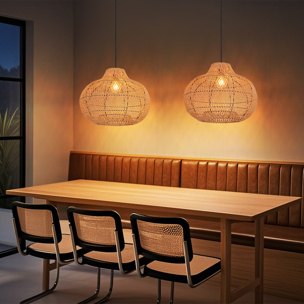 Scandinavian Rattan Chandelier Handwoven Japanese Coastal Pendant Light