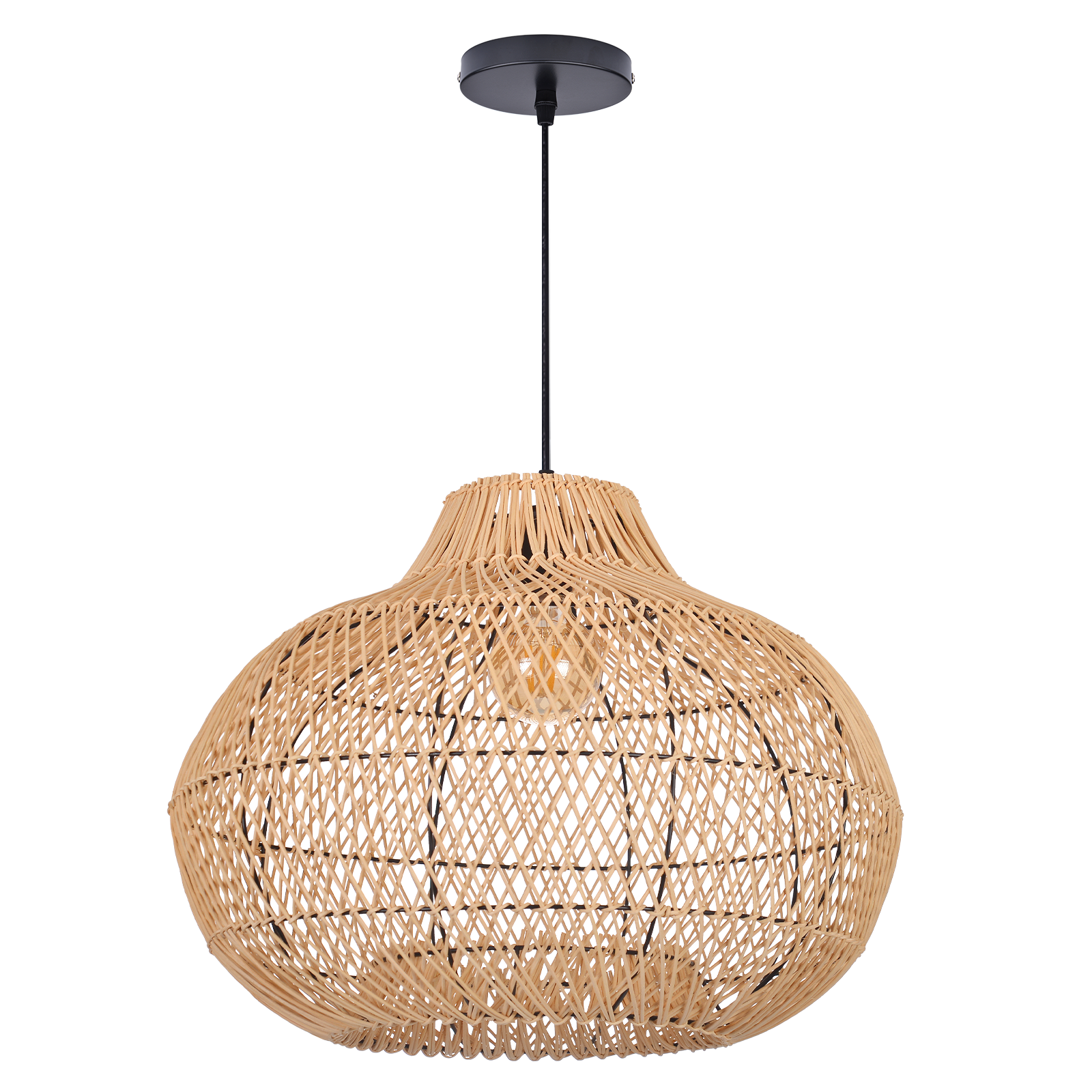 Vintage Handmade Rattan Pendant Light Natural Woven Ceiling Lamp