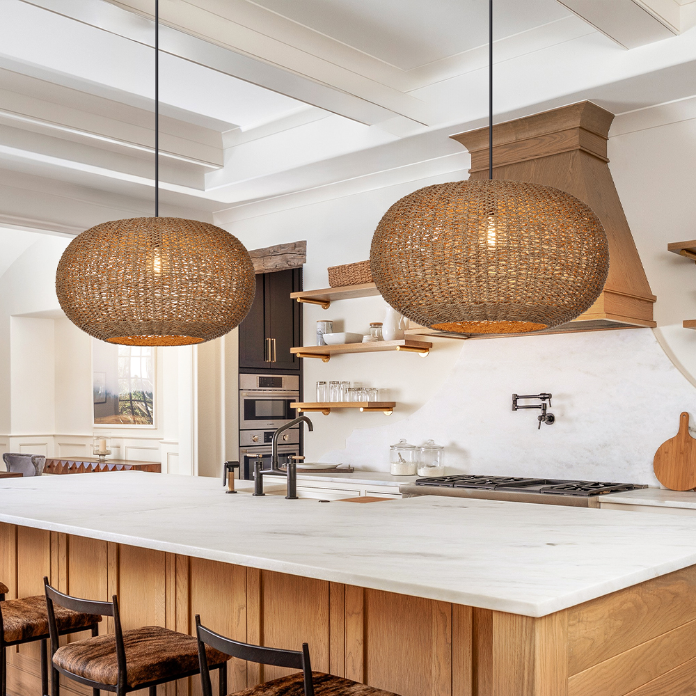 Bohemian Handwoven Oval Seagrass Pendant Lamp