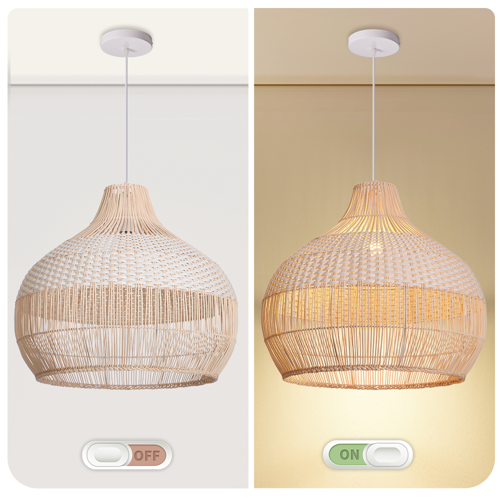 White Rattan Pendant Lamp Shade Kitchen Island Ceiling Light