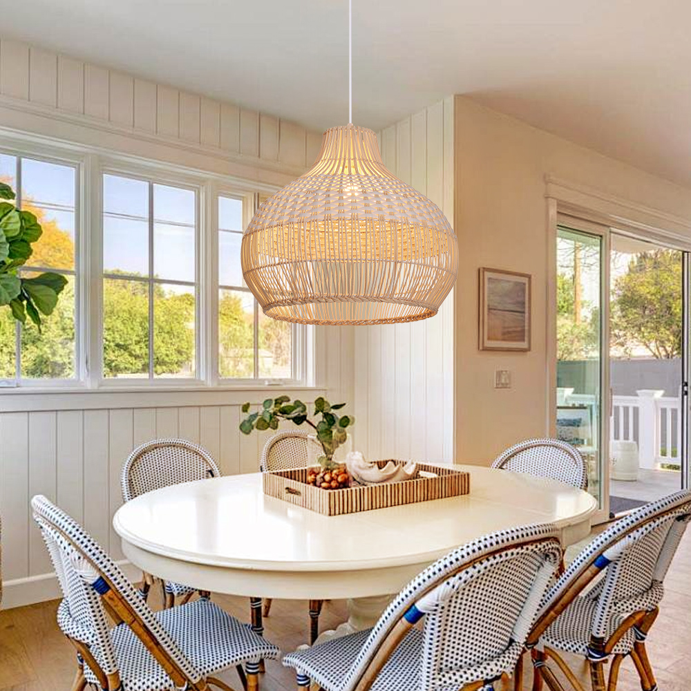 White Rattan Pendant Lamp Shade Kitchen Island Ceiling Light