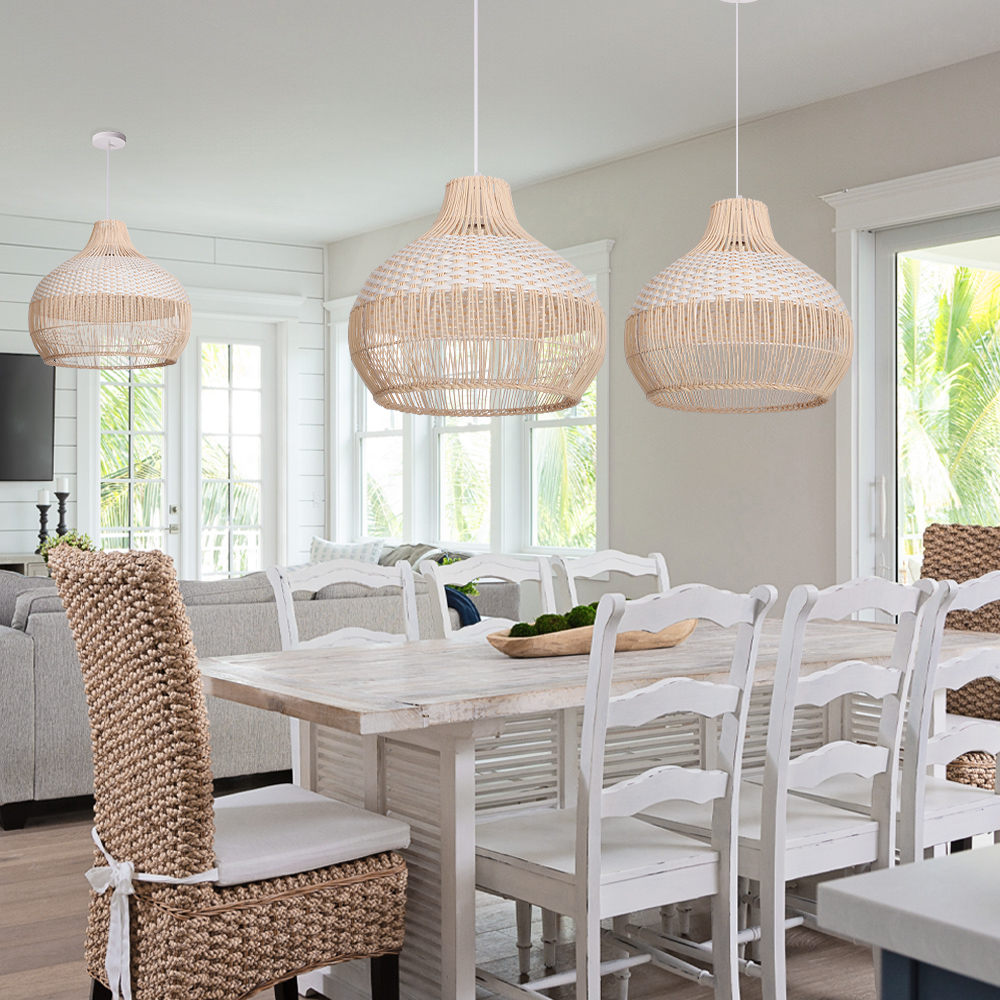 White Rattan Pendant Lamp Shade Kitchen Island Ceiling Light