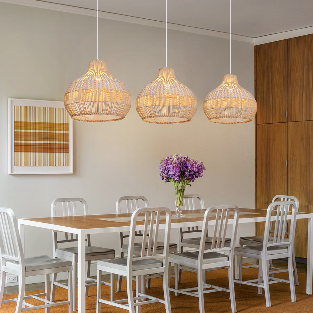 White Rattan Pendant Lamp Shade Kitchen Island Ceiling Light