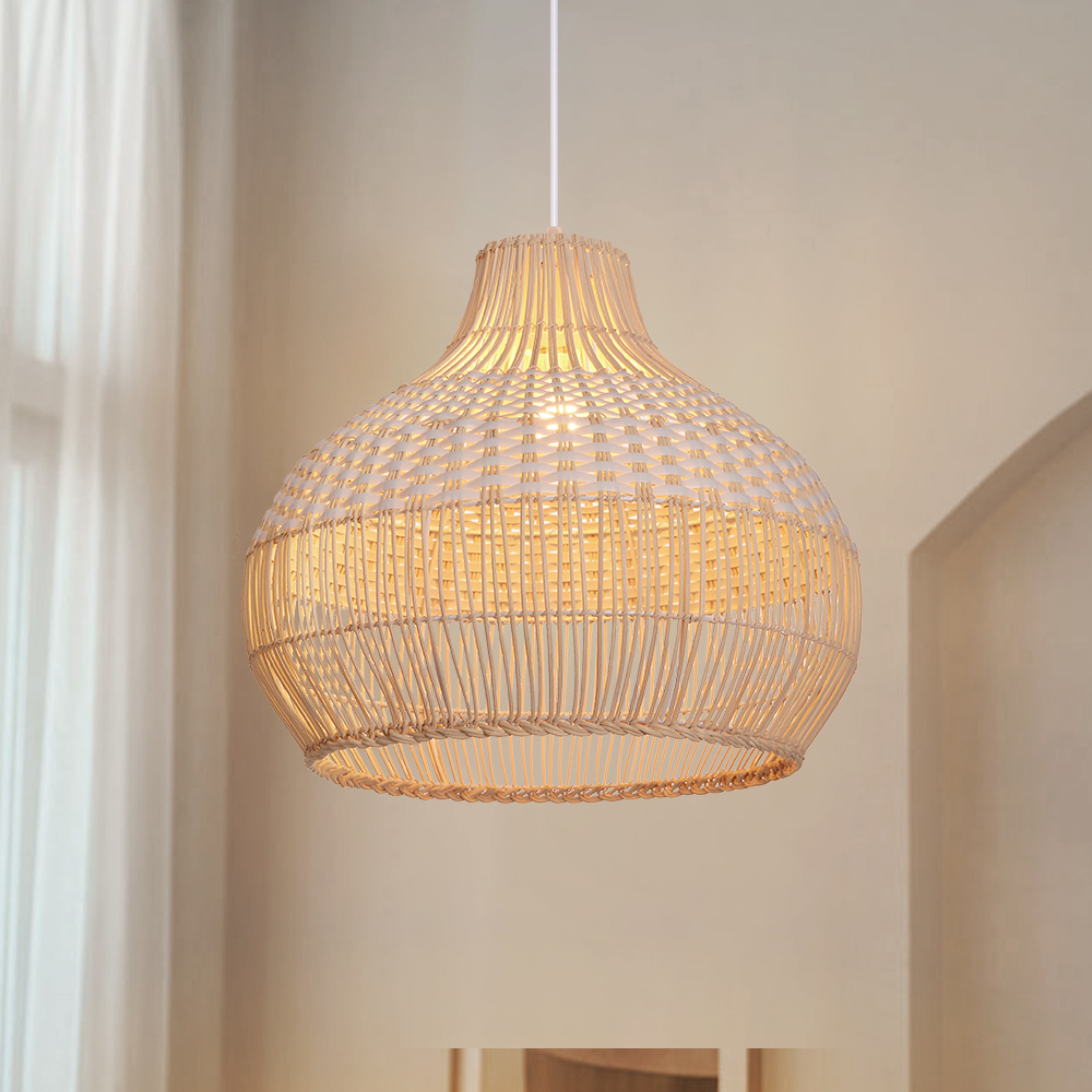 White Rattan Pendant Lamp Shade Kitchen Island Ceiling Light