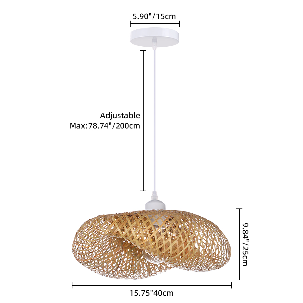 Bohemian Wavy Bamboo Pendant Light Farmhouse Kitchen Island Lighting