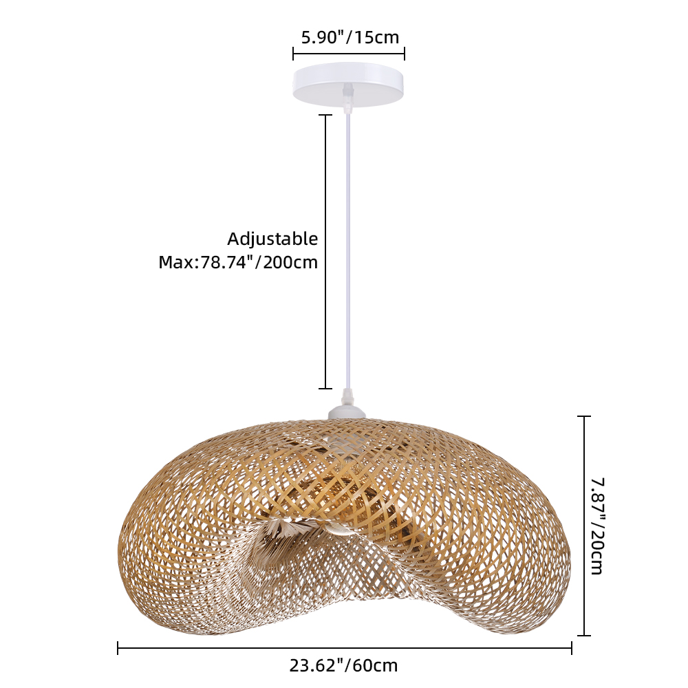 Bohemian Wavy Bamboo Pendant Light Farmhouse Kitchen Island Lighting