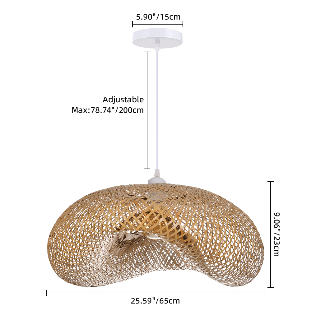 Bohemian Wavy Bamboo Pendant Light Farmhouse Kitchen Island Lighting