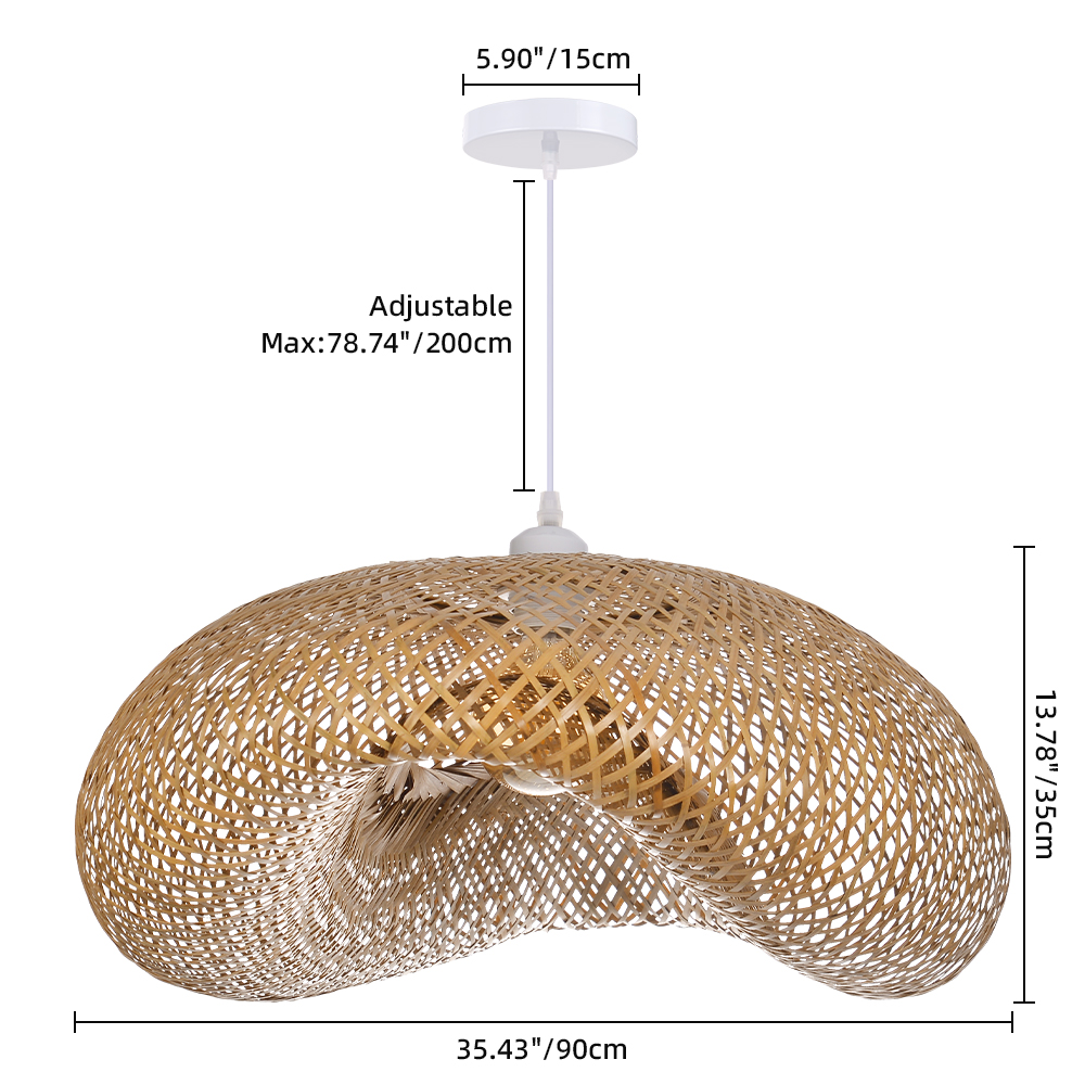 Bohemian Wavy Bamboo Pendant Light Farmhouse Kitchen Island Lighting