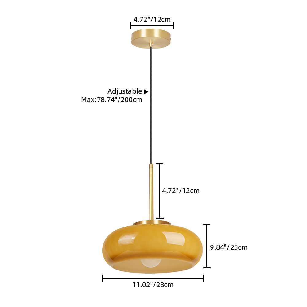 Mid Century Modern Yellow Glass Pendant Light Dining Room Bedroom Chandeliers