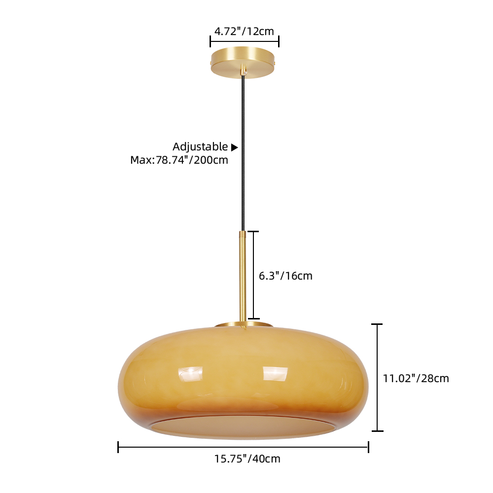Mid Century Modern Yellow Glass Pendant Light Dining Room Bedroom Chandeliers