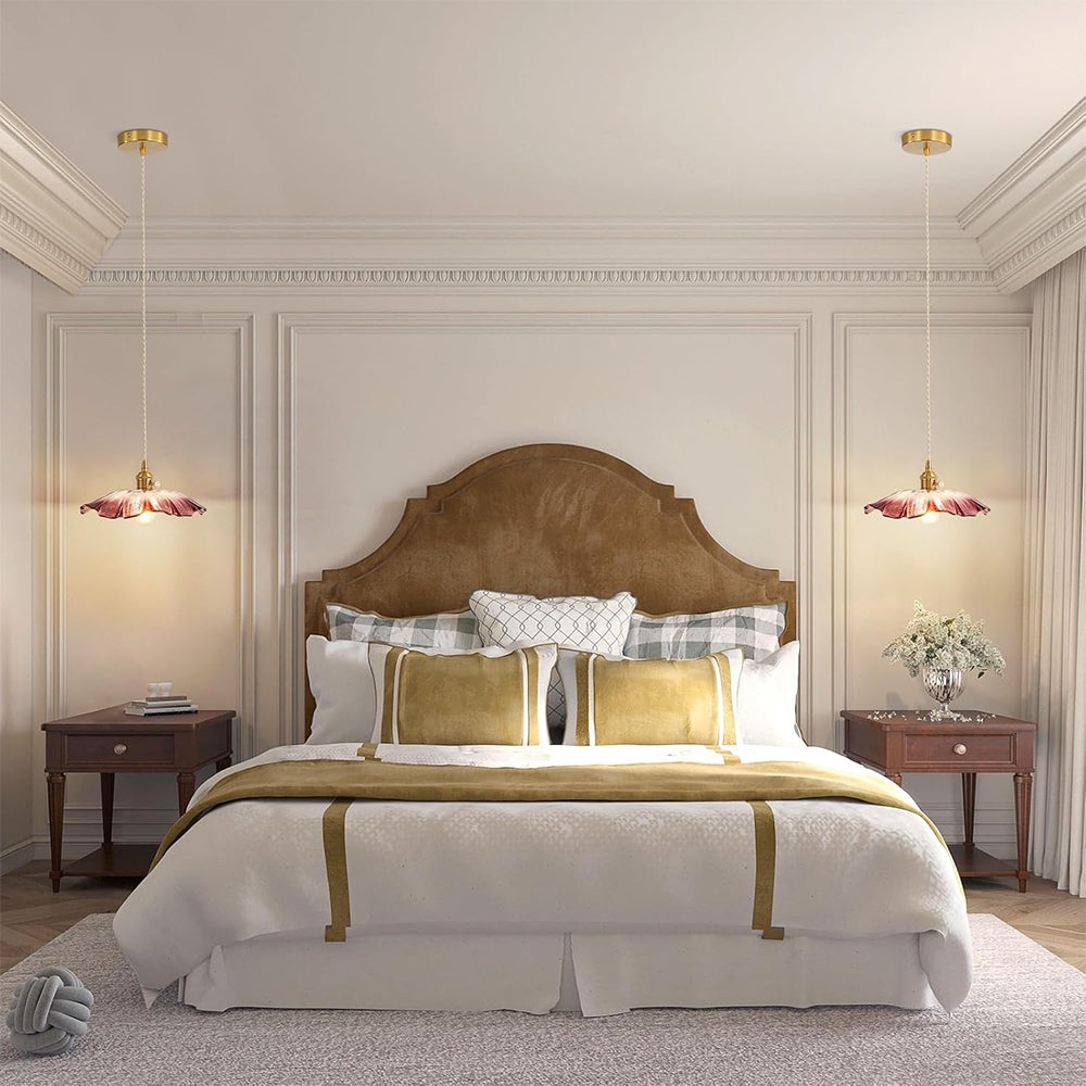 Japanese Retro Glass Flower Pendant Light Modern Creative Entrance Bar Lighting Fixtures