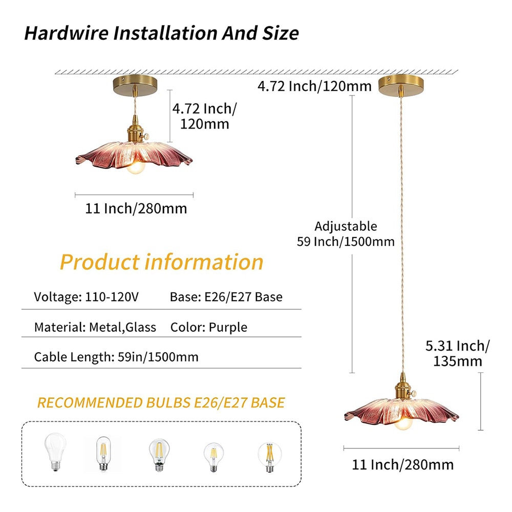 Japanese Retro Glass Flower Pendant Light Modern Creative Entrance Bar Lighting Fixtures