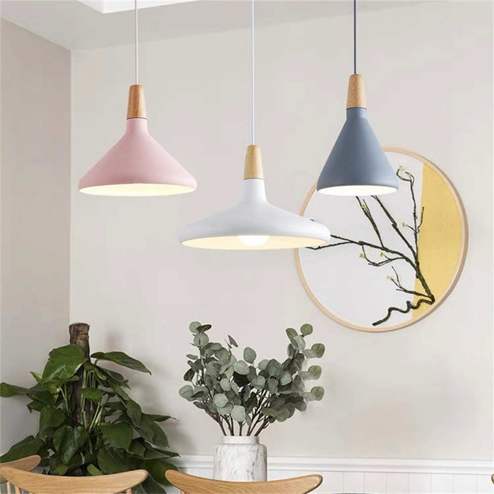 Danish macaron conical metal pendant light