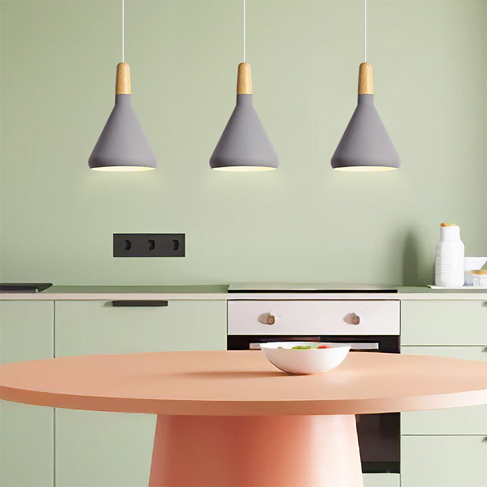 Danish macaron conical metal pendant light