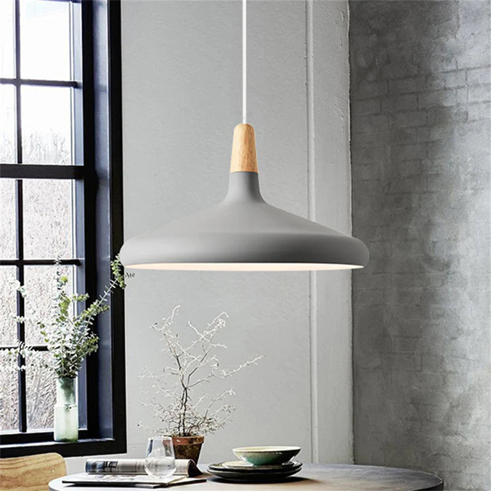 Danish macaron conical metal pendant light