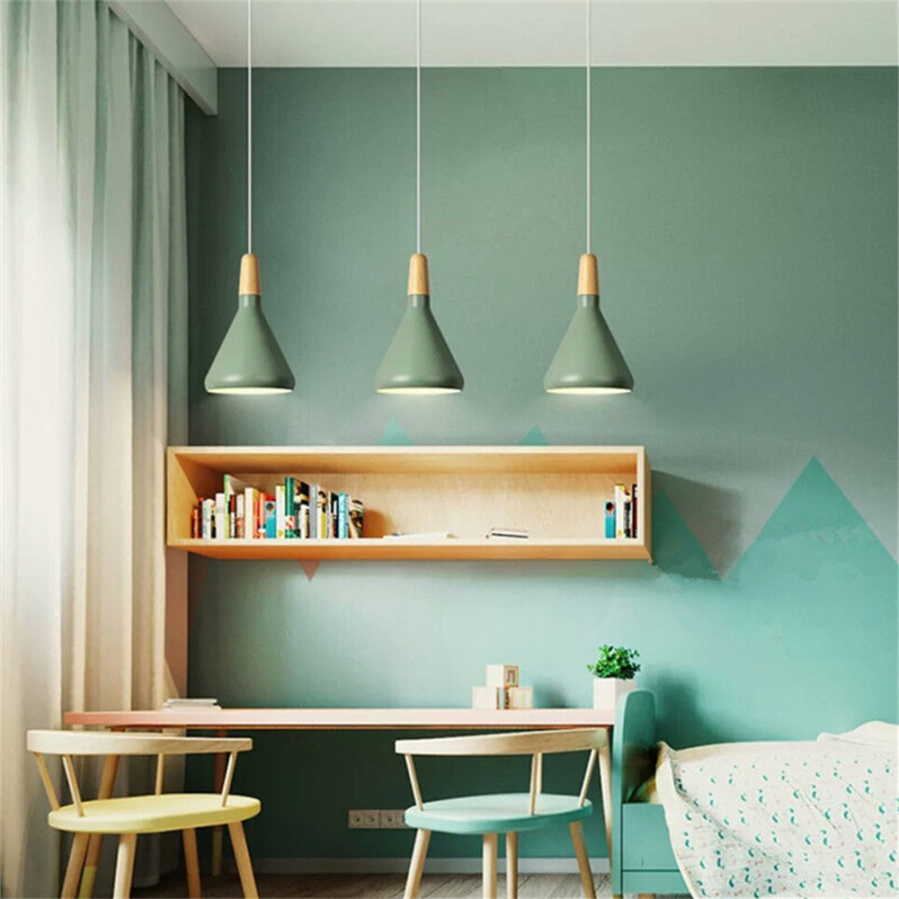 Danish macaron conical metal pendant light