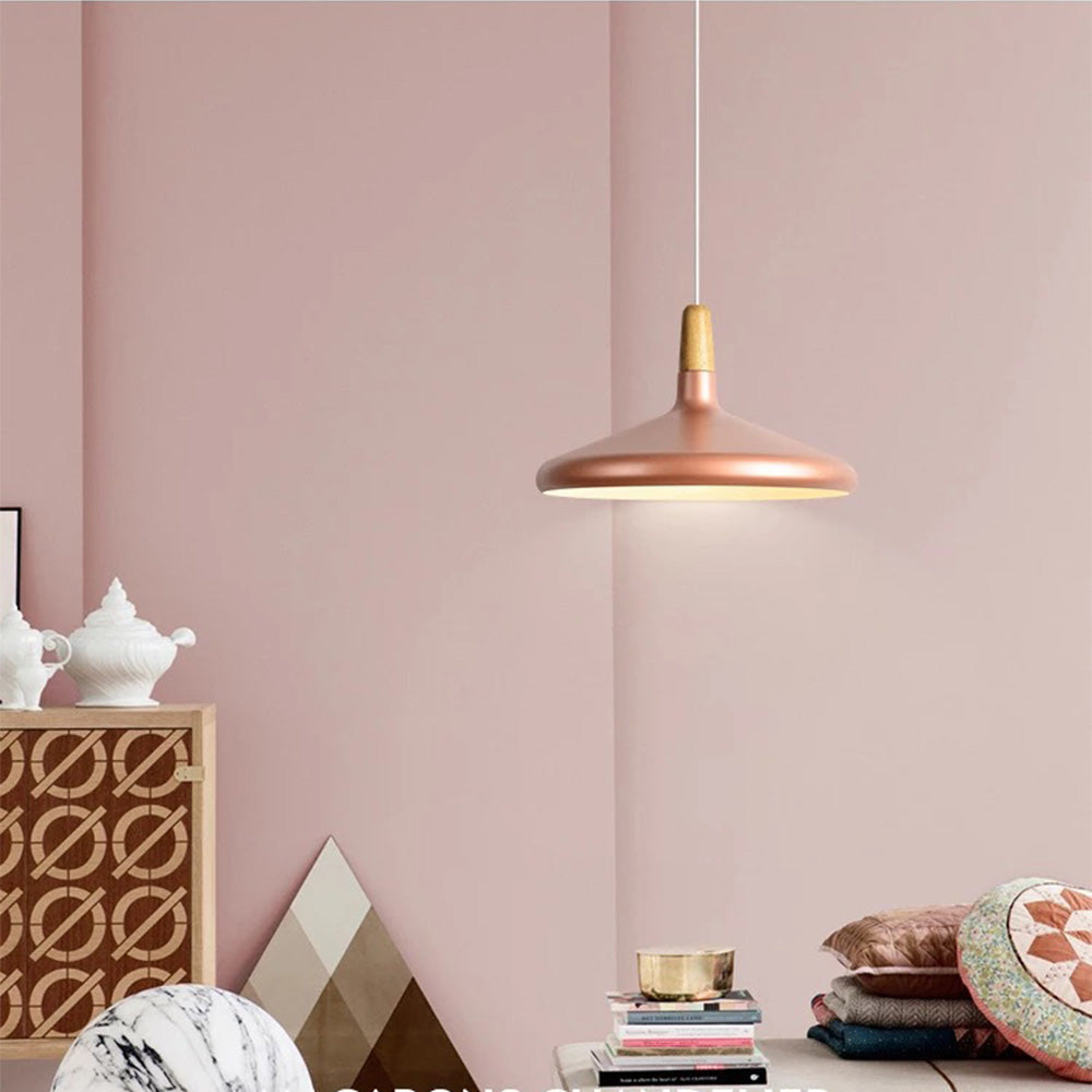 Danish macaron conical metal pendant light