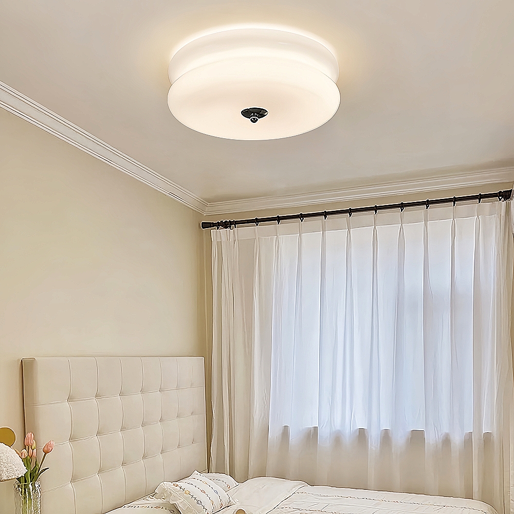 French-style Bedroom Glass Ceiling Lamp Cream Simple Living Room Lighting