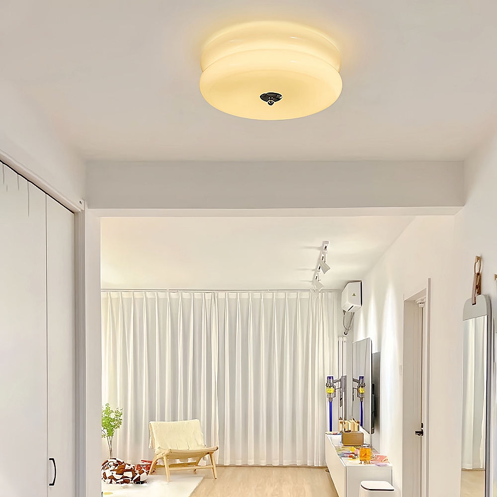 French-style Bedroom Glass Ceiling Lamp Cream Simple Living Room Lighting