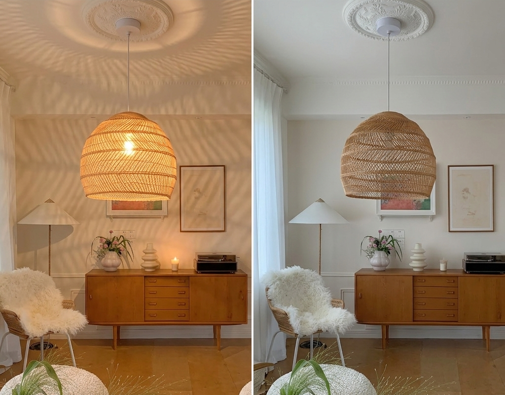 Hemp Rope Pendant Hand-woven Rattan Chandelier For Dining Room Living Room