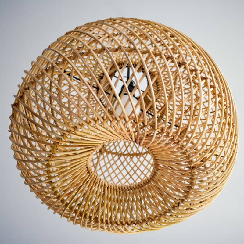 Rustic boho rattan pendant light nursery bedside lamp shade