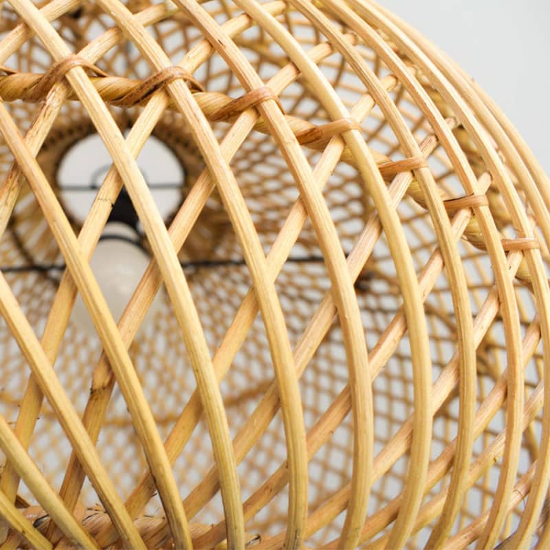 Rustic boho rattan pendant light nursery bedside lamp shade