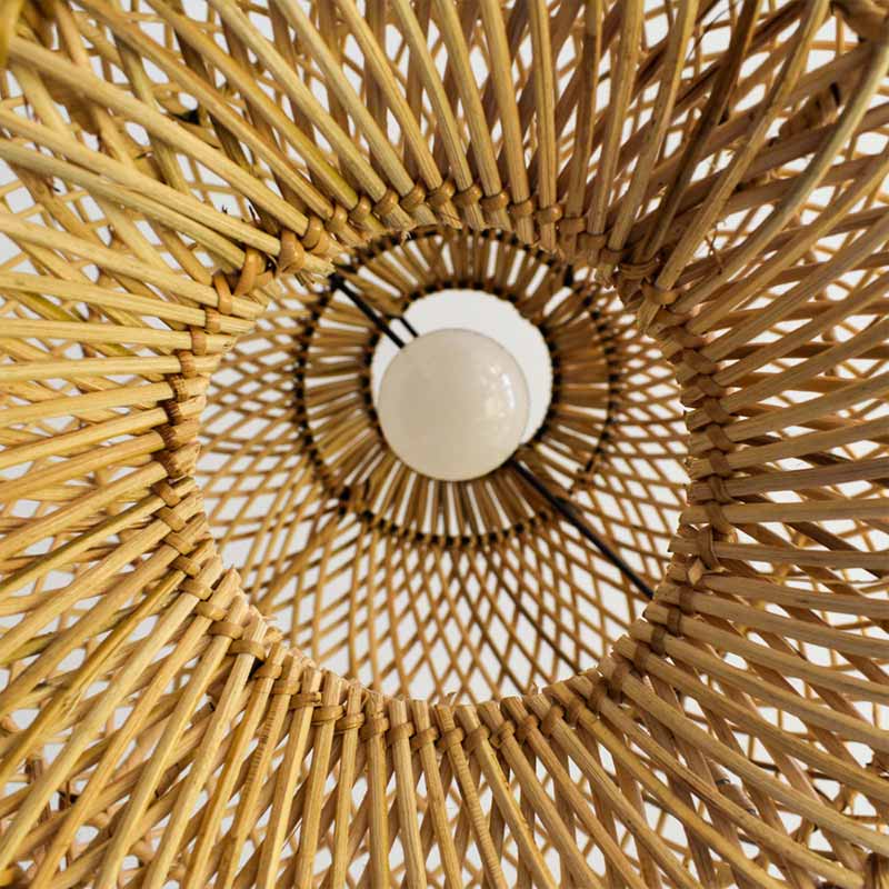 Rustic boho rattan pendant light nursery bedside lamp shade
