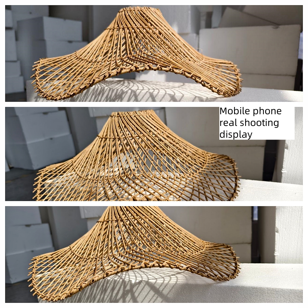 Handwoven Straw Hat Restaurant Pendant Light Wabi-sabi Style Rattan Chandelier