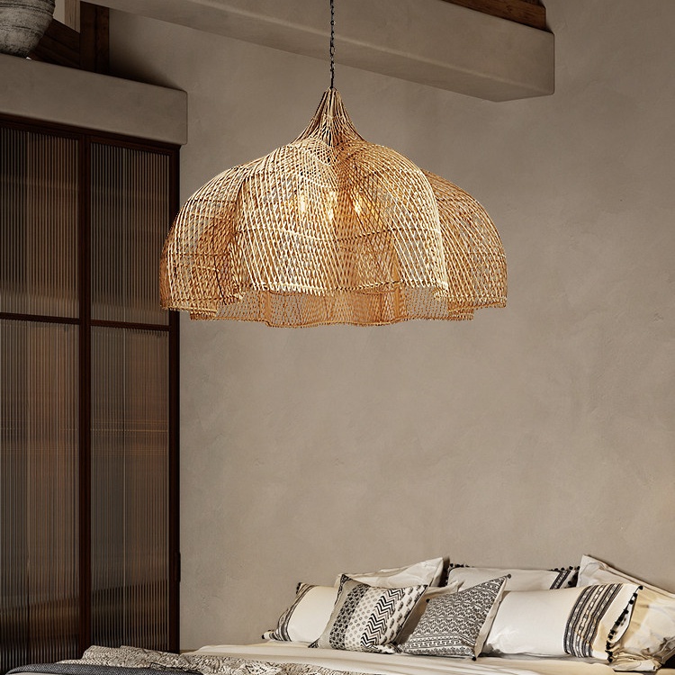 Wabi Sabi Rattan Chandelier Oversized Living Room Scandinavian Light