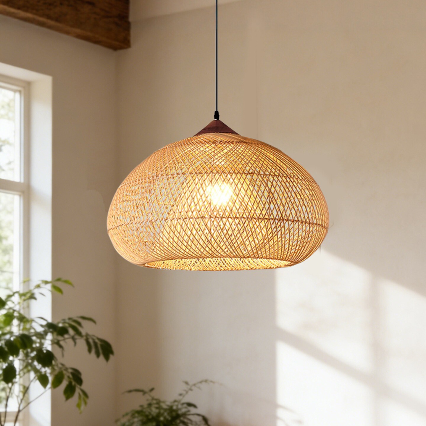 Wabi-Sabi Rattan Chandelier Rustic Handwoven Restaurant Light Fixture