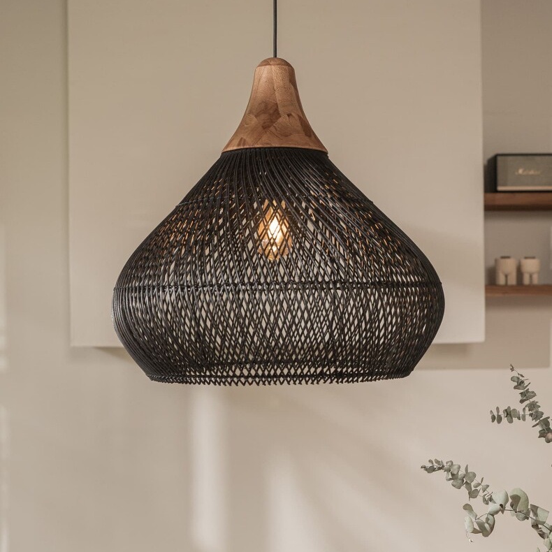Wabi-Sabi Rattan Chandelier Rustic Handwoven Restaurant Light Fixture