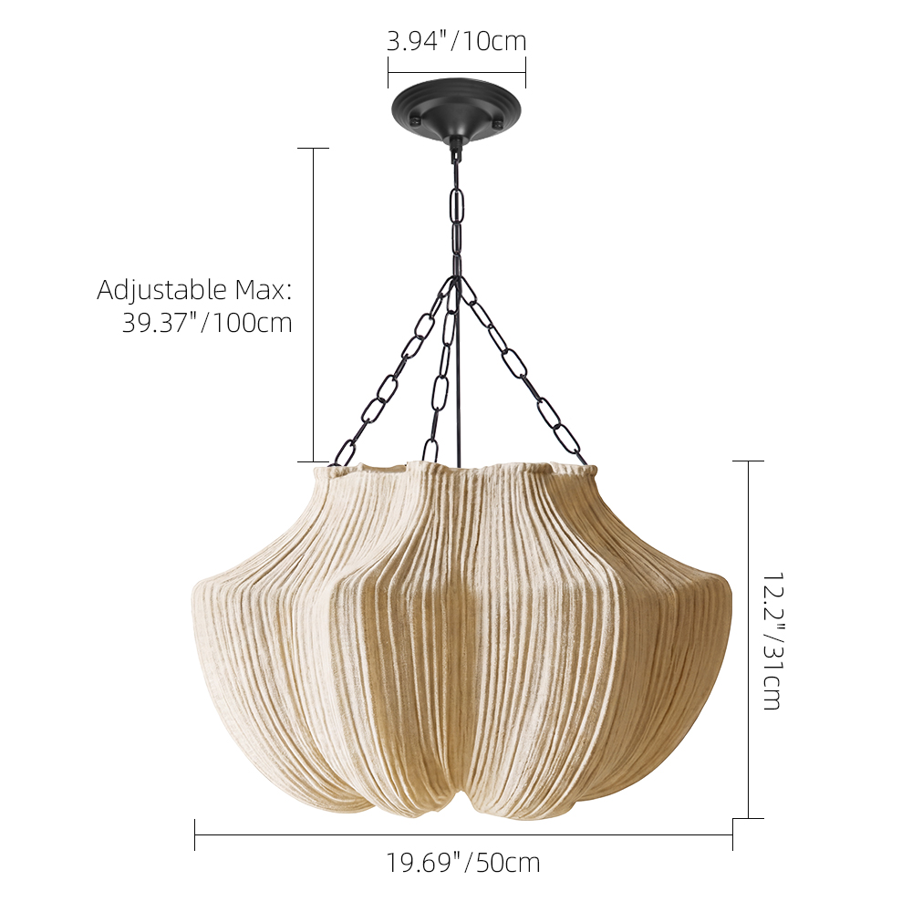 Wabi-Sabi Fabric Pendant Light Modern Linen Living Room Lamp