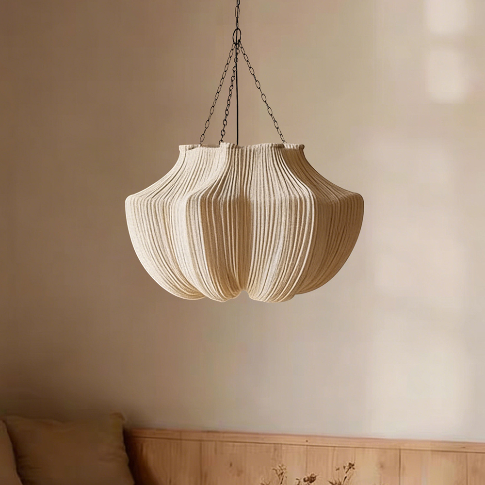 Wabi-Sabi Fabric Pendant Light Modern Linen Living Room Lamp