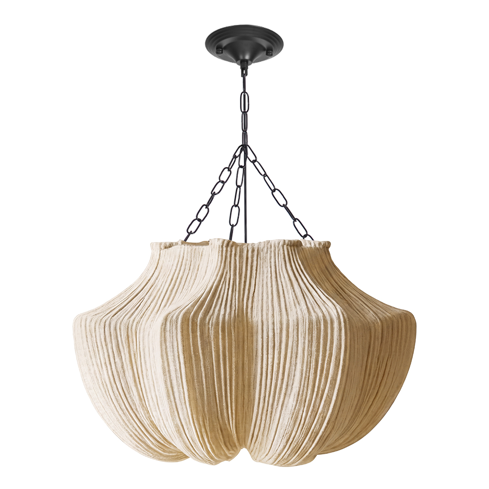 Wabi-Sabi Fabric Pendant Light Modern Linen Living Room Lamp