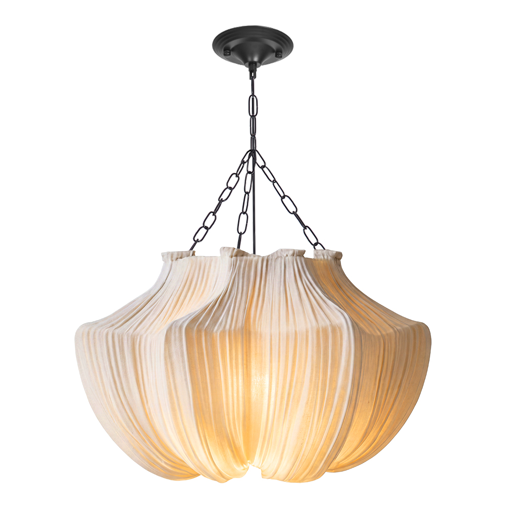 Wabi-Sabi Fabric Pendant Light Modern Linen Living Room Lamp