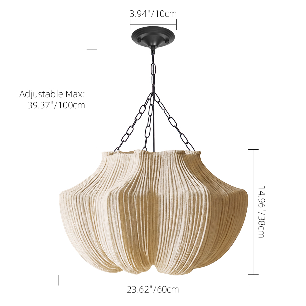 Wabi-Sabi Fabric Pendant Light Modern Linen Living Room Lamp