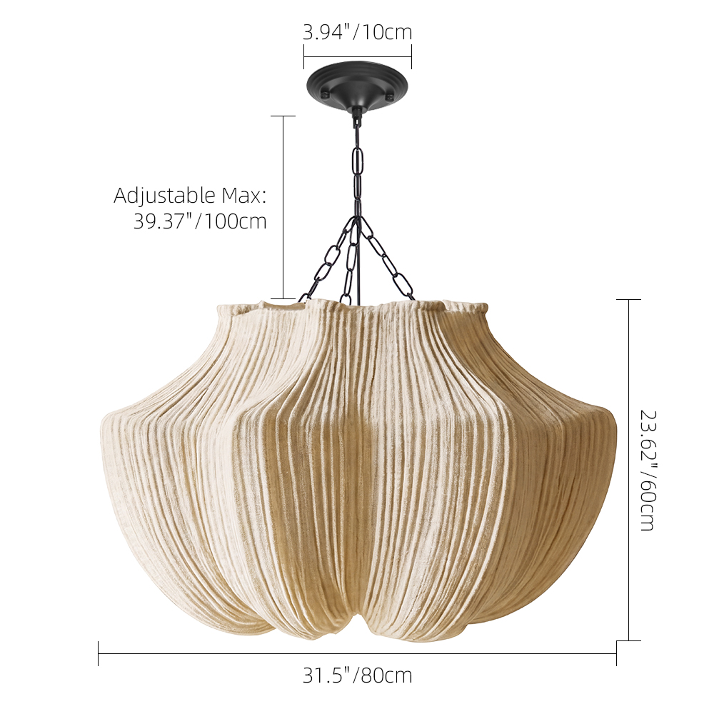 Wabi-Sabi Fabric Pendant Light Modern Linen Living Room Lamp