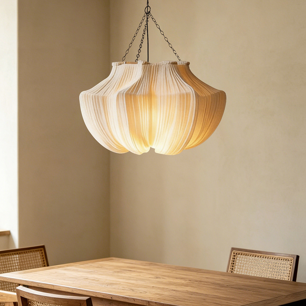 Wabi-Sabi Fabric Pendant Light Modern Linen Living Room Lamp