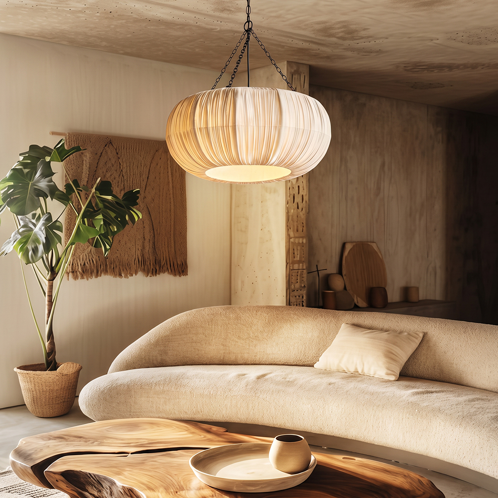 Wabi-Sabi Fabric Hanging Light for Bedroom & Lounge