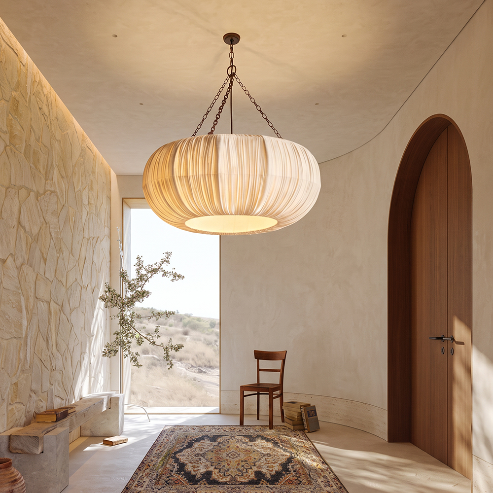 Wabi-Sabi Fabric Hanging Light for Bedroom & Lounge