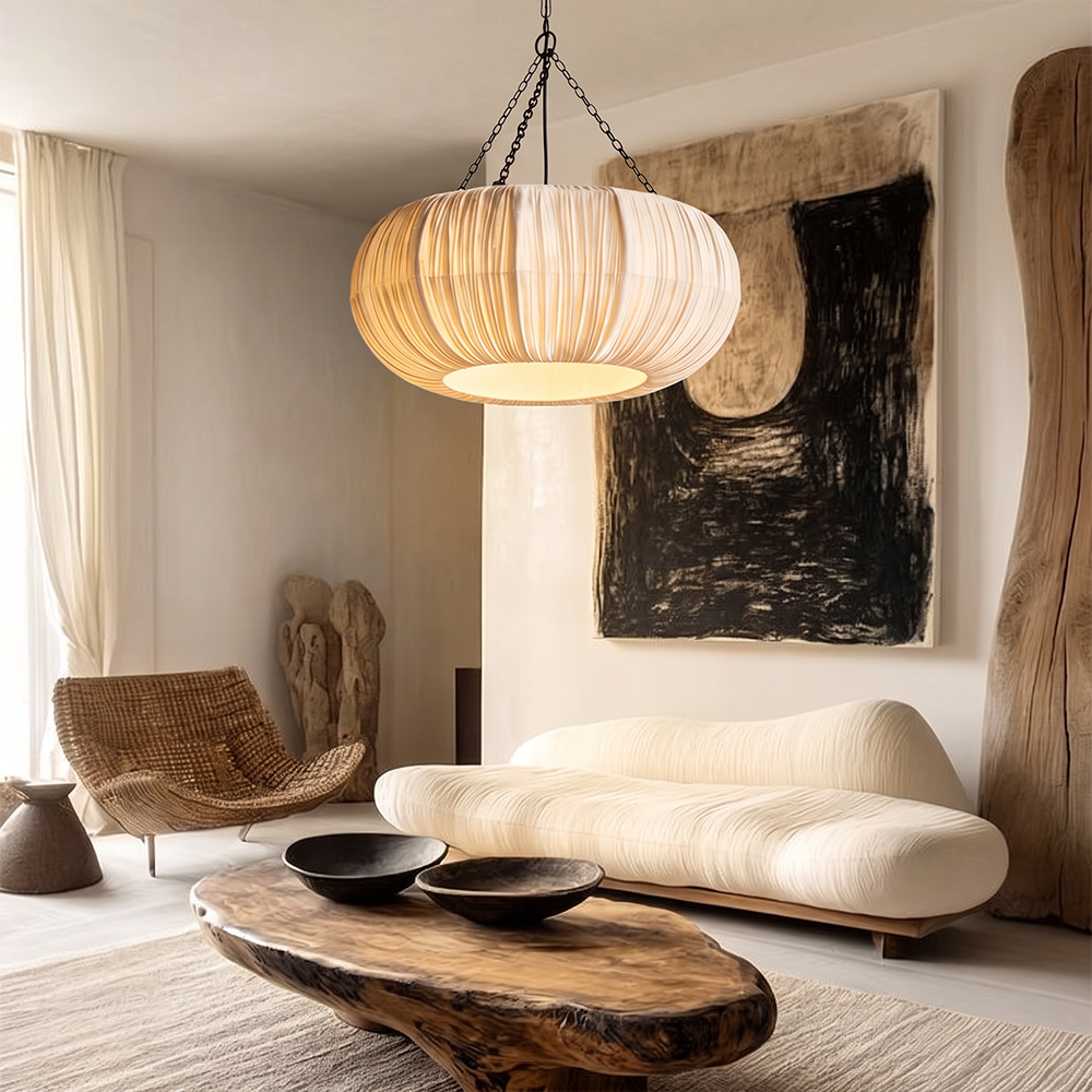 Wabi-Sabi Fabric Hanging Light for Bedroom & Lounge