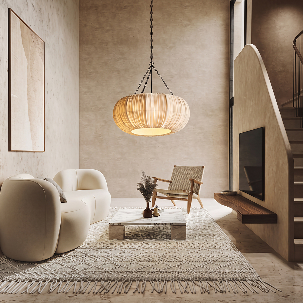 Wabi-Sabi Fabric Hanging Light for Bedroom & Lounge
