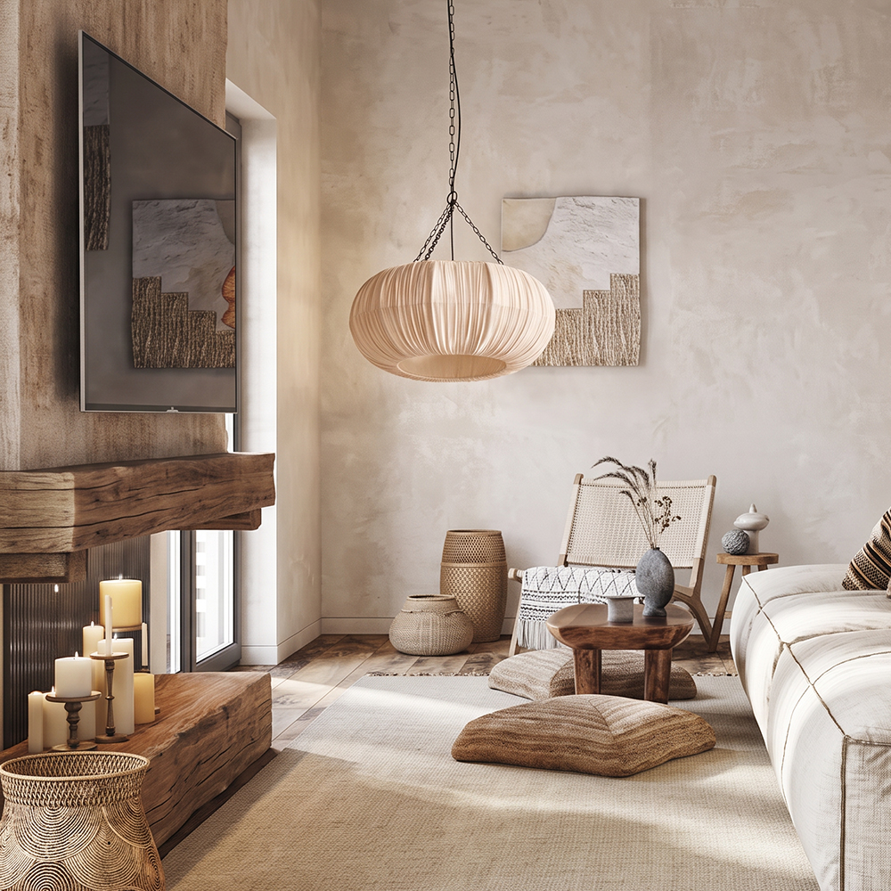 Wabi-Sabi Fabric Hanging Light for Bedroom & Lounge