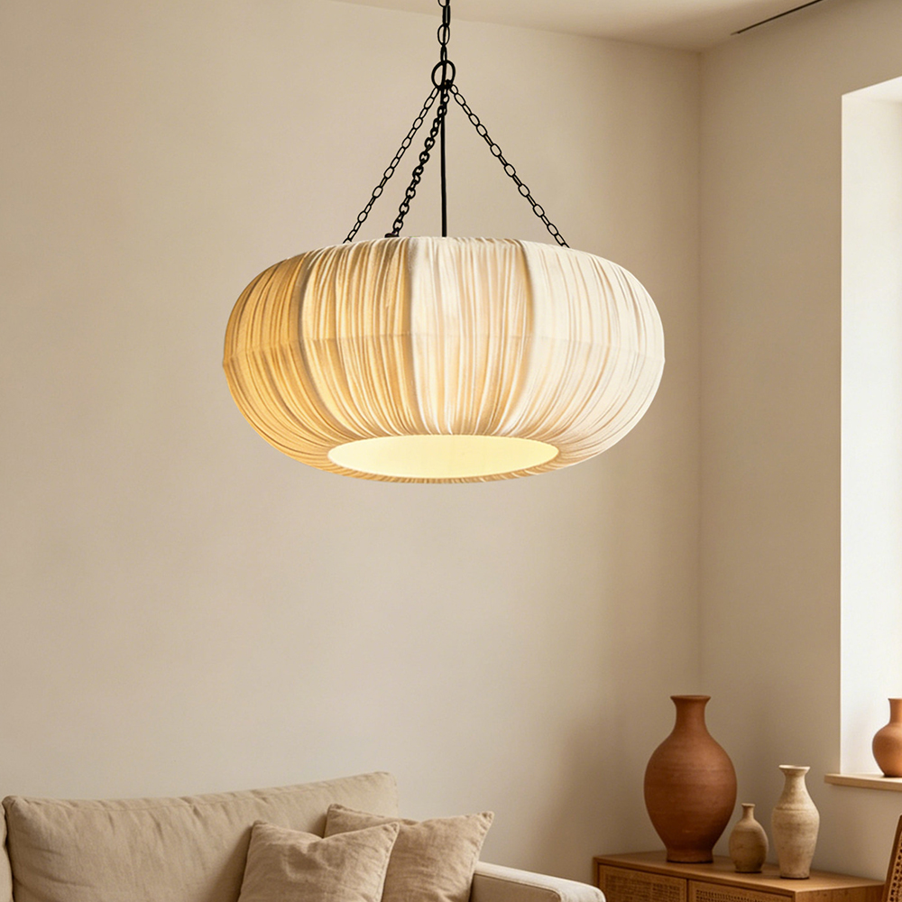 Wabi-Sabi Fabric Hanging Light for Bedroom & Lounge