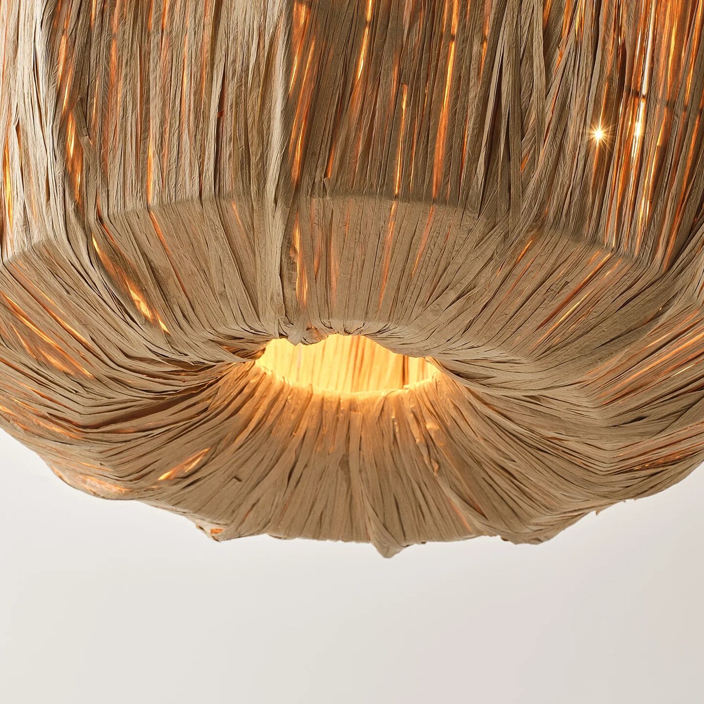 Brass & Woven Raffia 5-Light Chandelier Basket Bowl Ceiling Light