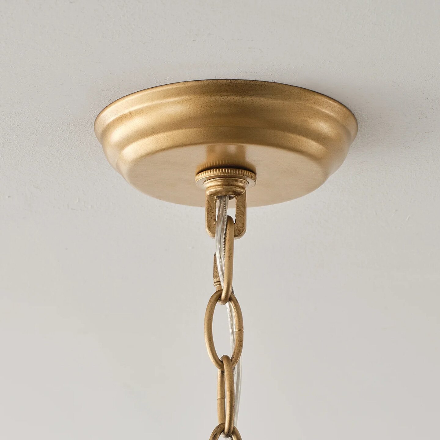 Brass & Woven Raffia 5-Light Chandelier Basket Bowl Ceiling Light