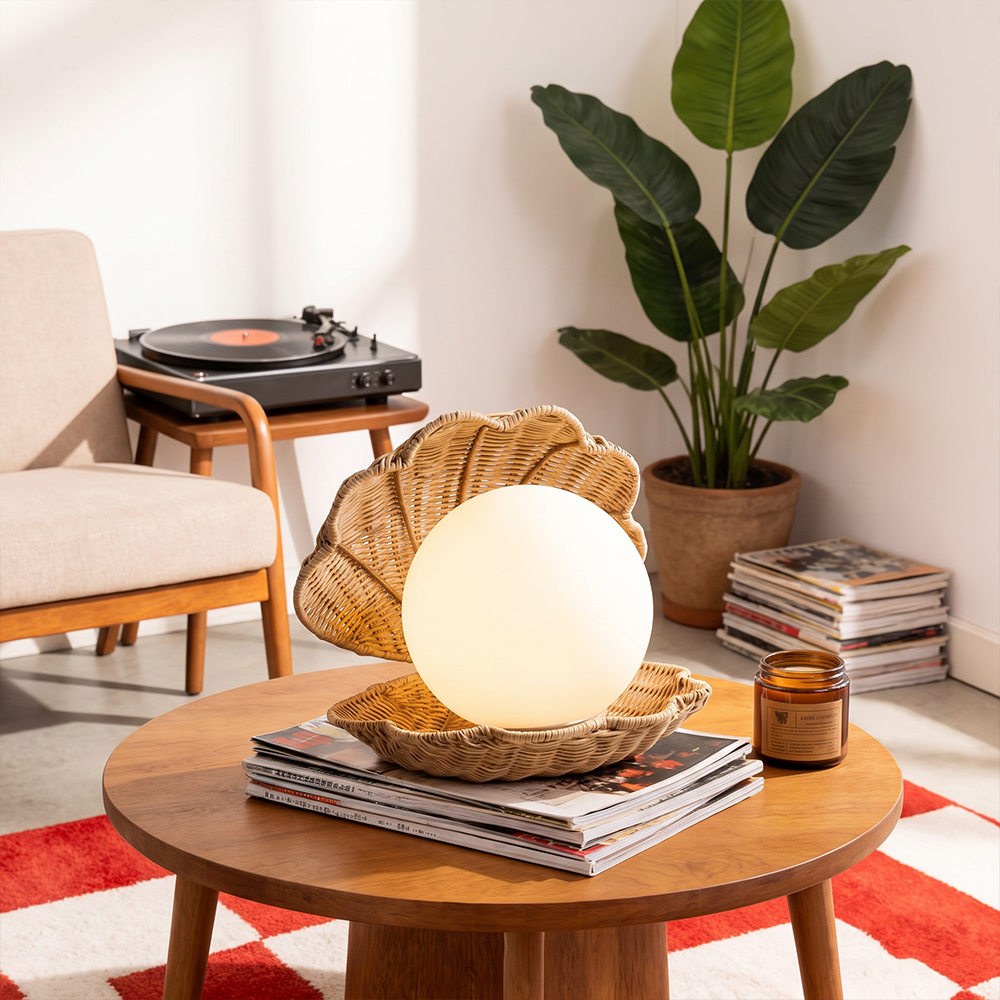 Iris Clam Shell Table Lamp Coastal Seashell Bedside Light