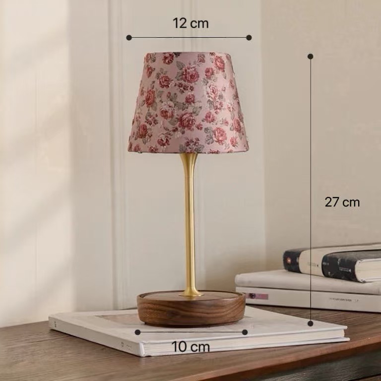 Brass & Wood Touch Table Lamp Dimmable Bedside Accent Light